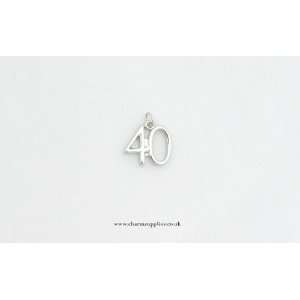  Number 40 Charm   Silver Plated   40th Birthday 