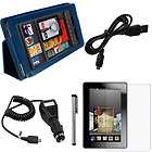 5IN1 Blue Leather Case+Car Charger+Cable+Protector for  Kindle 