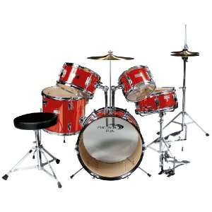  Percussion Plus 5 piece Junior Drum Set w/Hi hat   Red 