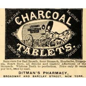   Ad Murray Charcoal Tablets Ditmans Pharmacy NY   Original Print Ad