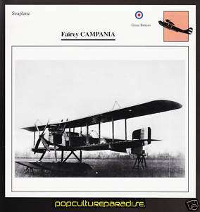 FAIREY CAMPANIA British War Airplane ATLAS PICTURE CARD  