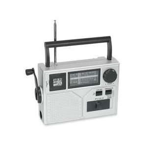 Crank Radio/Flashlight,Portable,9 3/4x3 1/4x6 3/8,Silver Qty6