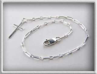 italian sterling silver anchor link chain cross charm bracelet 