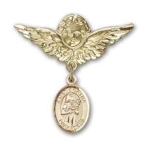   Baby Badge with St. Agatha Charm and Angel w/Wings Badge Pin Jewelry