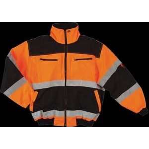 Reversible Jacket, ANSI Class 2, Color Orange/Black, Heavy duty zipper 