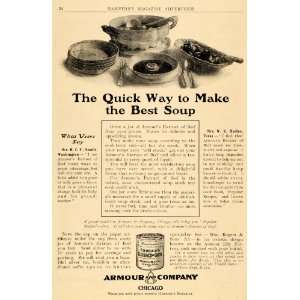  1911 Ad Armour Beef Extract Soup Antique Tin Chicago Dishes 
