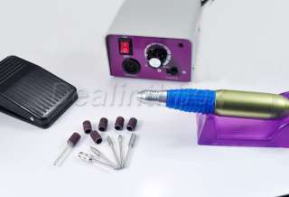 Electric Nail art Glazing Drill Machine Kit Manicure+6 Bits+ Foot 