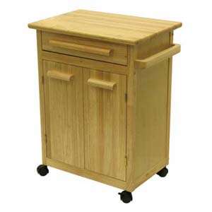 BEACH WOOD KITCHEN CART / CABINET WITH DRAWER 021713820273  