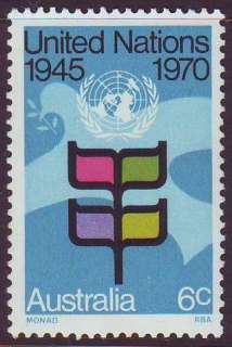 1970 25th United Nations MUH Australian Decimal Stamp  