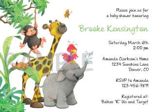 JUNGLE BABIES Baby Shower Invitations & Labels  