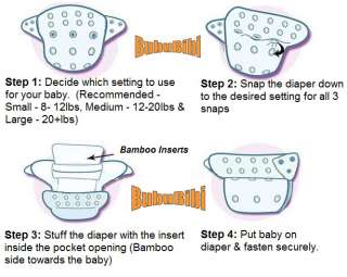 Waterproof Pocket Bamboo Cloth Diaper/Nappy+4 Inserts OS MINKY 