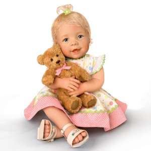 Ashton Drake Beary Sweet Messages Baby Girl Doll with Recordable Teddy 