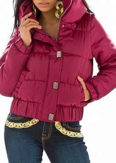 NWT Baby Phat RHINESTONE BUTTON Puffer Jacket BLACK COAT S , L , XL 