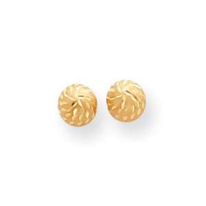   Gold Satin and Diamond Cut Polished 5mm Ball Post Earrings Jewelry