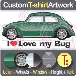 Custom T shirt for VW 69 70 71 72 super Beetle Bug Fans  