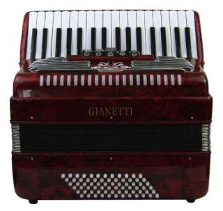 Beautiful Beginner Red Piano Accordion W/Case/Strap 72 Bass 34 Key 5 