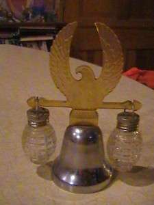 Vintage Eagle Bell Hanging Glass Salt & Pepper Shakers  