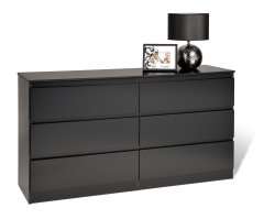 PrePac Black Avanti 6 Drawer Dresser  