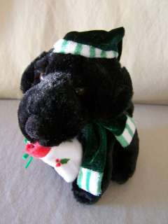  Plush Black Lab Puppy Dog ? Green Santa Hat  
