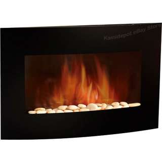   Mounted Modern Electric Fireplace Heater Tempered Curved Glass  