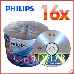 500 Philips branded 16x DVD R Blank Recordable 4.7GB DVD DVDR Media 