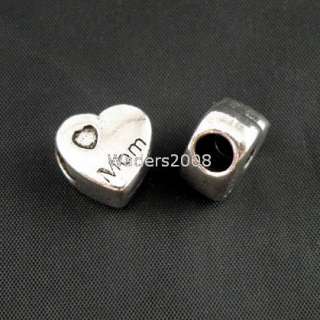 B5027/ 4Pcs Tibetan silver Heart fit charm bracelet  