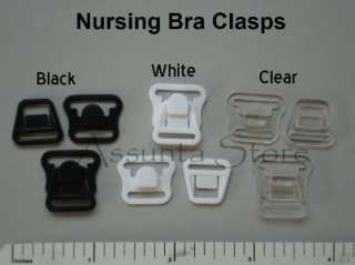 Breastfeeding Nursing Bra Clasps Black White Clear  