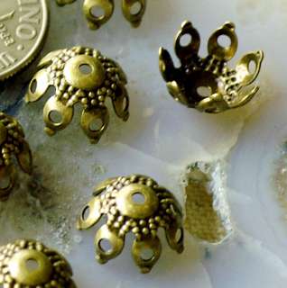 Antique Bronze Plate Brass bead cap Stamping filigree Flower BeadCap 