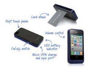 Kensington K39288US PowerGuard Battery Case for iPhone 4 (Blue) (Fits 