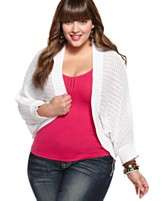 NEW Extra Touch Plus Size Cardigan, Long Sleeve Crochet Open Front