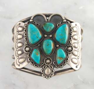 Raymond Delgarito Turquoise Butterfly Bracelet Navajo Sterling Silver 