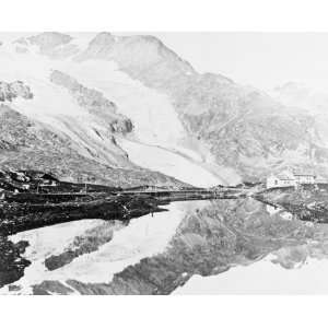  1800s photo Bernina Pass. Cambrina Glacier graphic 