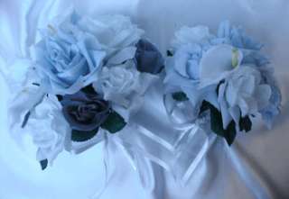 21pc Bridal bouquet wedding flower BLUE/ CALLA LILY  