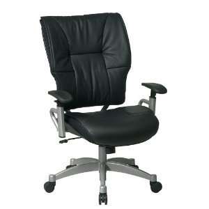 Black Managers Executive Leather Office Chair with Platinum Finish 