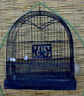   Deco Hendryx Canary Parakeet Bird Cage w/ Glass Feeder Brass  