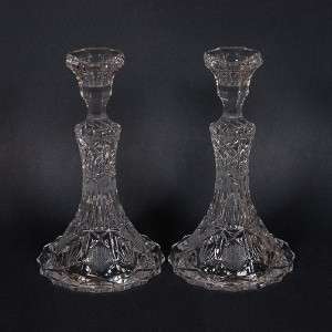 CRYSTAL CANDLESTICKS   TALL & ORNATE VERY ELEGANT  