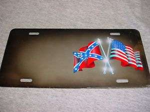 REBEL AMERICAN FLAG Brushed CAR TAG Auto LICENSE PLATE  
