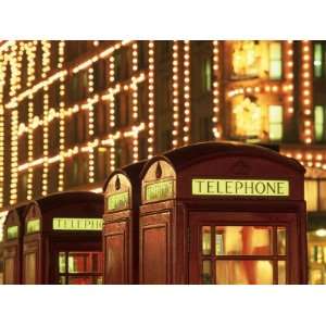  Telephone Booths in Front Store, London, England Stretched 