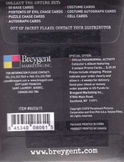 PARANORMAL ACTIVITY UNOPENED PACK COSTUME AUTO CELL  