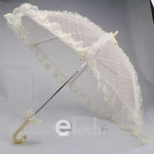 Bridal Lace Wedding Umbrella Parasol White Champagne  