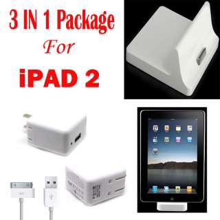 OEM New USB Base Dock Stand + Wall Charger +Data Cable For Apple iPad 