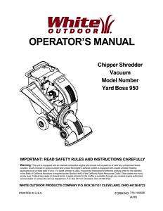 White Chipper Shredder Operators Manual # yardboss 950  