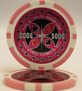 100pc 14g Ultimate Laser Casino Table Poker Chips $5000  