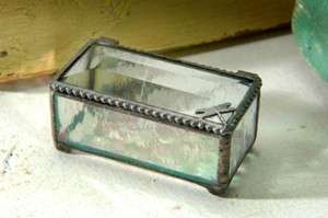  Glass Art Silver Dragonfly Trinket Jewelry Heirloom Box Christmas Gift