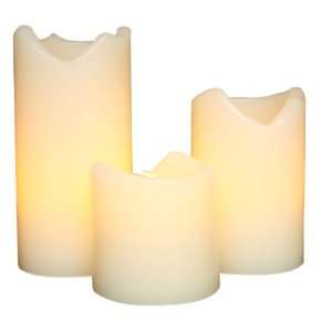   Flameless Ivory Wax Candles with Drip Effect, Set of 3