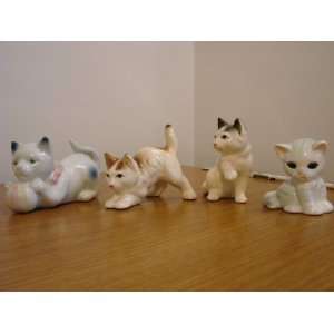 Set of 4 Ceramic Cat Kitten Figurines 