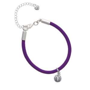   Small Silver Pumpkin Charm on a Purple Malibu Charm Bracelet Jewelry