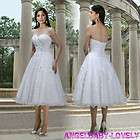   Wedding Dress Sweetheart Neckline Tea Length Lace Sleeveless Custom