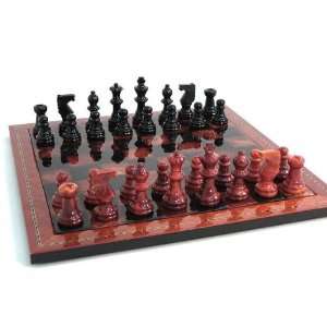  Red and Black Alabaster Chess Set 