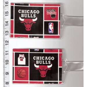   of 2 Luggage Tags Made with NBA Chicago Bulls Fabric 